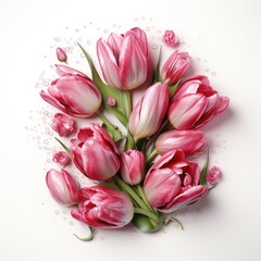 Fototapeta premium A bouquet of pink tulip flowers isolated. A bouquet of tulips. 