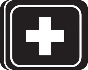 Fototapeta premium First Aid Kit Medical Symbol Silhouette Emergency Medical Kit Icon Illustration Healthcare First Aid Box Black Symbol