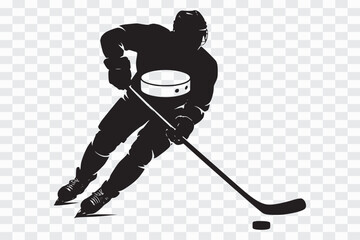 Ice Hockey Player Silhouette with Puck Ice Hockey Player Silhouette Collection in Action Poses