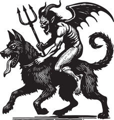 Black and white cartoon lion vector illustration featuring a wild animal silhouette sketch designed as a heraldic symbol for a fantasy dragon or monster tattoo art drawing