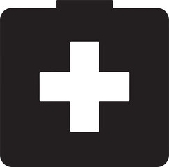 Obraz premium First Aid Kit Medical Symbol Silhouette Emergency Medical Kit Icon Illustration Healthcare First Aid Box Black Symbol