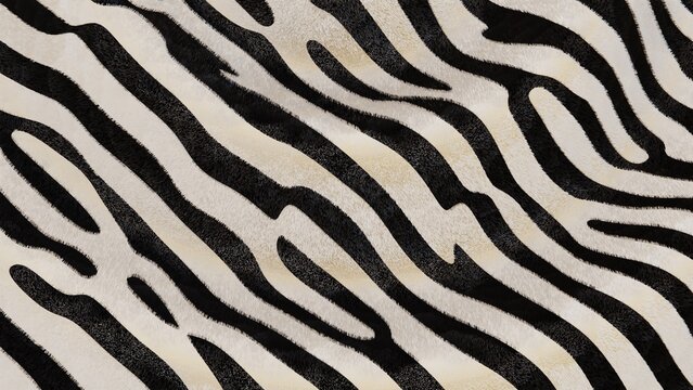 Abstract 3D zebra animal pattern fabric fur stripes background template copyspace wallpaper texture wildlife nature fashion design textile horizontal black white beige neutral minimal monochrome