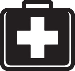 Obraz premium First Aid Kit Medical Symbol Silhouette Emergency Medical Kit Icon Illustration Healthcare First Aid Box Black Symbol