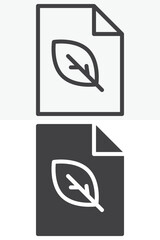 Document paper with leaf symbol in different style icon set. Line, outline and solid icon with editable stroke vector sign and symbol. Paper leaf icon for eco documents, recycling and ecology icon.