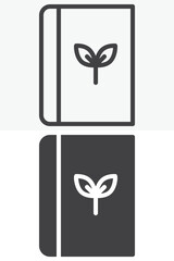 Book with leaf symbol in different style icon set. Line, outline and solid icon with editable stroke vector sign and symbol. Ecology book icon for education, environment and green learning icon.