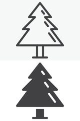 Fir tree silhouette in different style icon set. Line, outline and solid icon with editable stroke vector sign and symbol. Fir tree icon for forest, nature, ecology and winter icon.