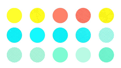 Colorful Polka Dots Pattern: Yellow, Coral, Cyan, Mint Green Circles on White Background