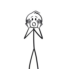 Fototapeta premium Stick figure man with shocked expression.