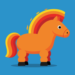 Fototapeta premium Colorful Cartoon Horse with Rainbow Mane.