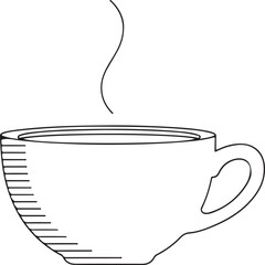 Minimalist Line Art Steaming Coffee Cup &ndash; Hot Beverage Vector for Caf&eacute; Branding, Morning Routine, Wellness & Lifestyle Design