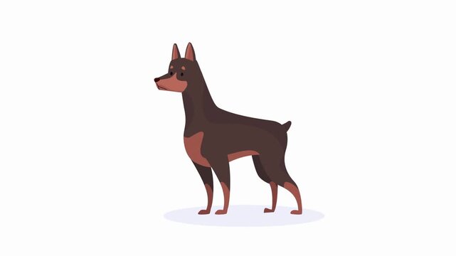 Doberman Pinscher Guard Dog Flat Design Animation
