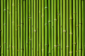 A vibrant, close-up view of green bamboo stalks, showcasing their natural texture and color in a uniform arrangement.