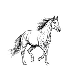 Obraz premium Elegant Horse Running Freely in Black and White Sketch Style