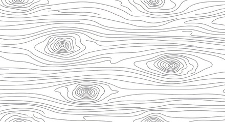 Monochrome wood grain texture pattern with knots simple illustration