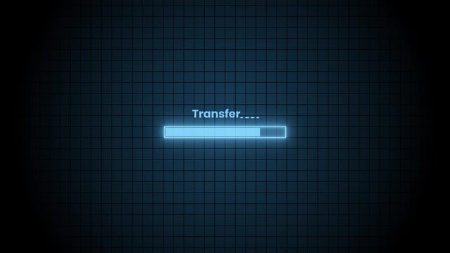 File transfer holographic technology icon animation isolated on black background