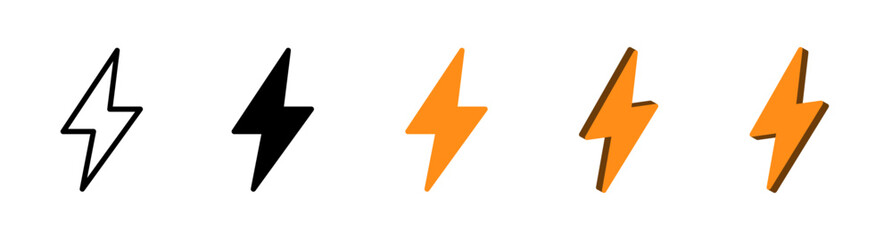 thunder bolt flash icon, flash lightning bolt icon - Electric power icon symbol - Power energy icon sign in orange color and flat style. vector illustration