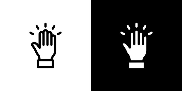 Raise Hand icon concept with flat Black White Background. Vector illustration.