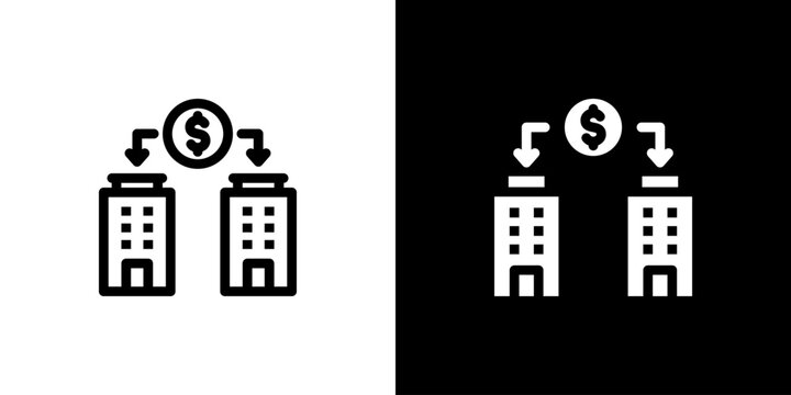 B2B icon concept with flat Black White Background. Vector illustration.