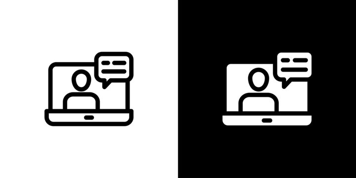 Live Stream icon concept with flat Black White Background. Vector illustration.