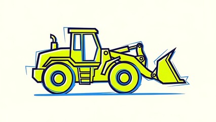 Fototapeta premium Vibrant yellow front loader on construction site ready for action