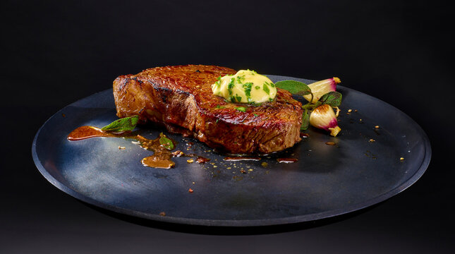 Rumpsteak in Pfanne, fleisch, rindfleisch