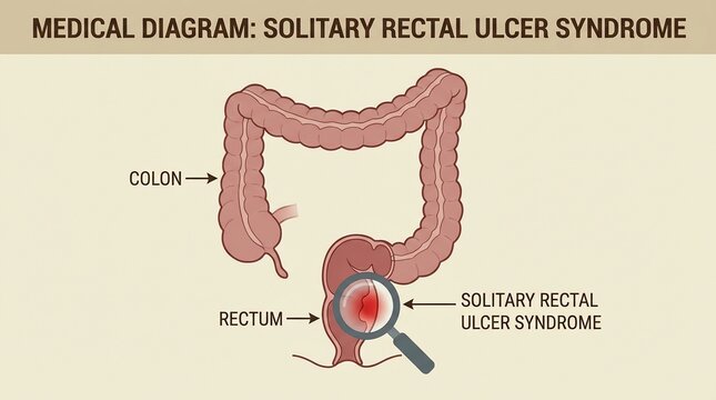 Medical Illustration of Solitary Rectal Ulcer Syndrome in Human Rectum