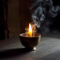 burning candle in the dark