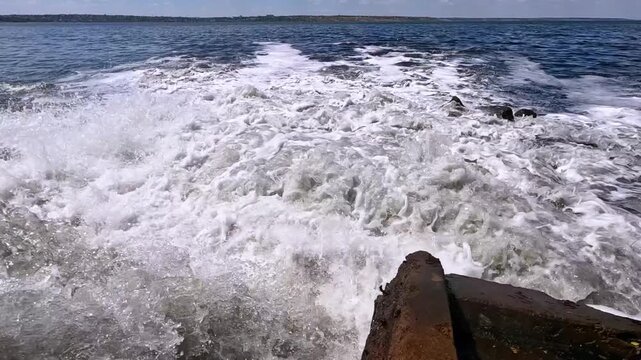 The Khadzhibey Estuary, Polluted water from a pipe from the "Irrigation Field" flows into the estuary