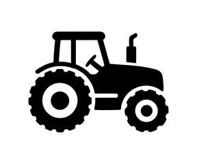 Silhouette tractor agricultural farm vehicle machinery equipment illustration on transparent background. 