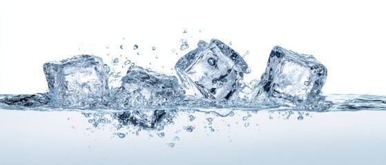 Obraz premium The Ice Cubes Splashing in Clear Water Creating Dynamic Refreshment Scene