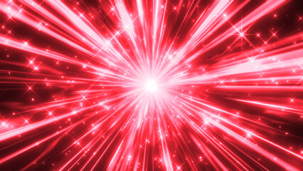 Fototapeta premium 赤色の集中線のキラキラ光るエフェクト背景