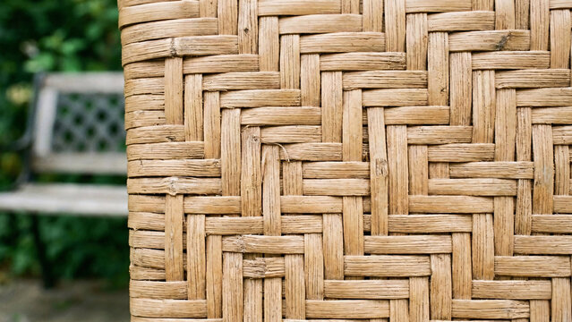 Natural woven wicker rattan texture background furniture pattern.