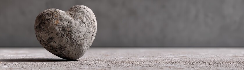 A textured stone heart rests on a smooth surface, love and affection in a minimalist settingglobal trade, company trust