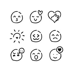 Hand-drawn cute doodle line icons for movement and direction
