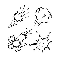 Hand-drawn speed line, boom explosion effect, cartoon comic action element © Art Gallery420