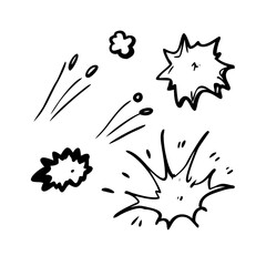 Hand-drawn line speed cartoon effect, boom explosion comic sound element © Art Gallery420