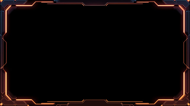 サイバーパンクスタイルの配信画面フレーム：オレンジのネオンが輝く近未来的な境界線