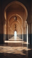 Obraz premium Elegant Arabic architecture with a view of the desert