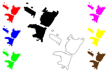 Kamyshin city (Russia, Russian Federation) map vector illustration, scribble sketch Kamyshin map