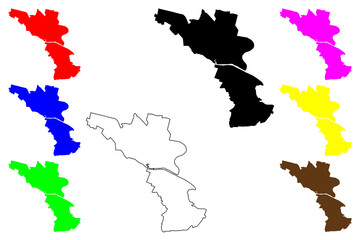 Kamensk-Uralsky city (Russia, Russian Federation) map vector illustration, scribble sketch Kamensk Uralsky map