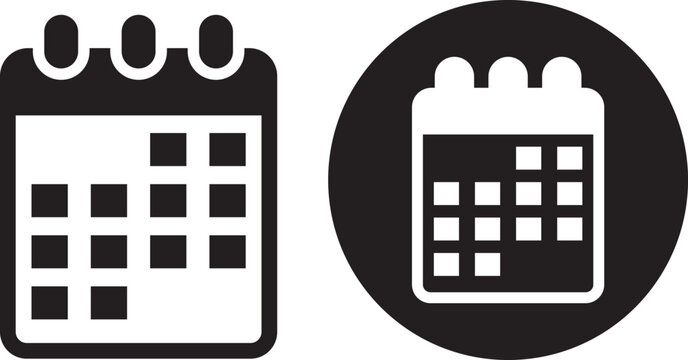 Daily organizer calendar symbol for effective time.  solid and outline styles for effective scheduling, managing appointments, and date planning