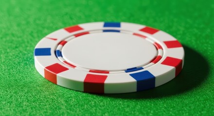 Close-Up View of a Classic Poker Chip on Green Felt