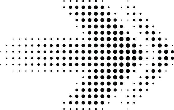 Arrow. Arrow icon.  Black vector arrow icons. Cursor. Arrows sign. Modern Simple Arrows. Arrow Icon halftone made of dots on white background. Transparent background