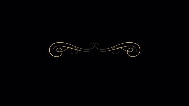 Elegant golden flourish ornament on black background.