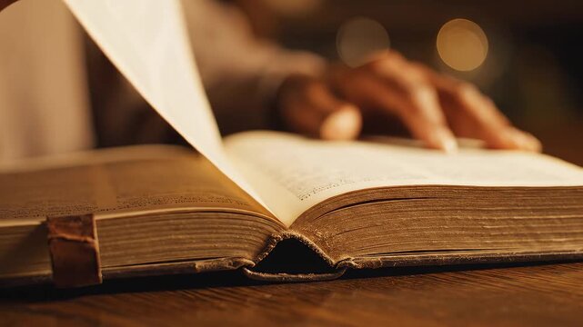 Hands resting on an open book