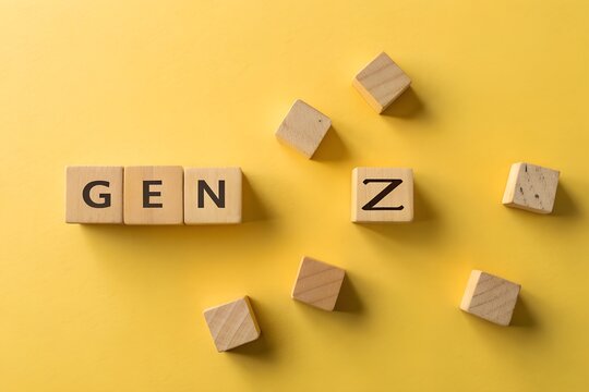 GEN Z Blocks on Yellow Background &ndash; Strategy, Abstract, Conceptual, Youth, Generation, Culture, Minimal, Identity, Typography, Bright