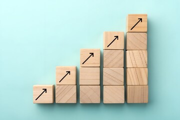 Wooden Block Puzzle on Blue Surface &ndash; Strategy, Abstract, Conceptual, Problem-Solving, Teamwork, Completion, Geometry, Minimal, Planning, Structure