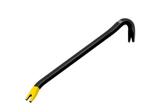 Heavy Duty Black Crowbar with Yellow Accents.