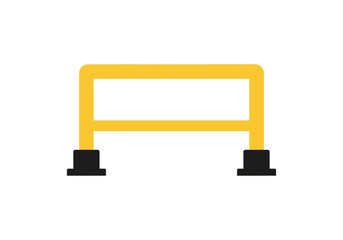 Obraz premium Yellow Metal Barrier with Black Bases Isolated on White.