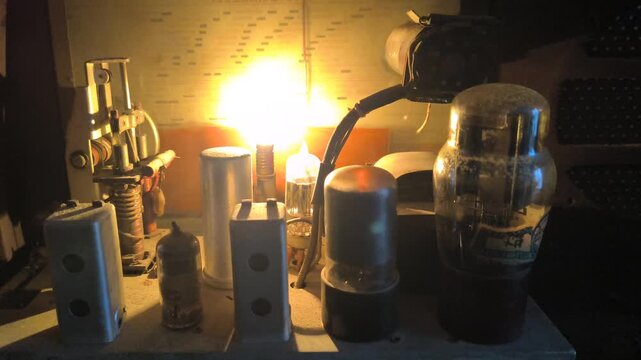 Thermionic valves inside old radio